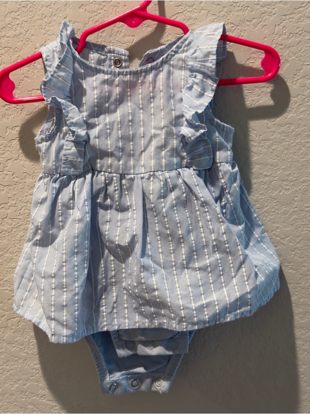 Baby Girls Light Blue Striped Ruffle Dress